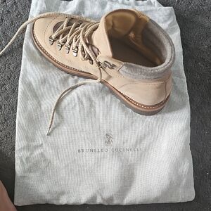 Brunello Cucinelli Beige Leather Men's Boots